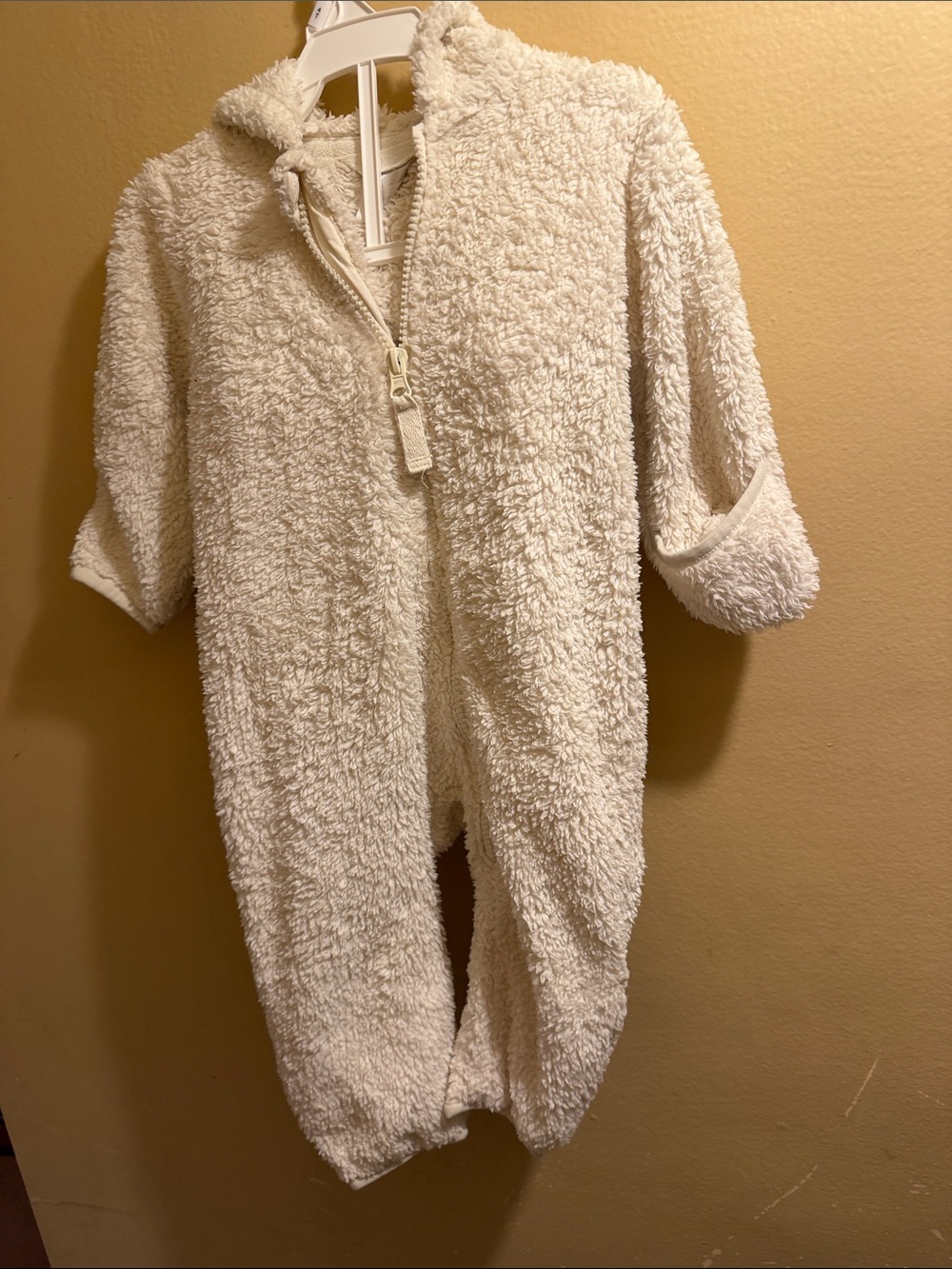 Hanna Andersson Cream Sherpa One-Piece Footie with Hood